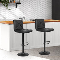 Thumbnail for Artiss Set of 2 PU Leather Gas Lift Bar Stools - Black