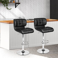 Thumbnail for Artiss Set of 2 PU Leather Gas Lift Bar Stools - Black and Chrome