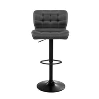 Thumbnail for Artiss Set of 2 Kitchen Bar Stools Gas Lift Plush PU Leather - Black and Grey