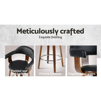 Thumbnail for Artiss Set of 2 Bar Stools PU Leather Wooden Swivel - Wood, Chrome and Black