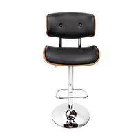 Thumbnail for Artiss Wooden Gas Lift Bar Stool - Black and Chrome