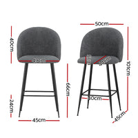 Thumbnail for Artiss Set of 2 Bar Stools Kitchen Dining Chair Stool Chairs Sherpa Boucle Charcoal