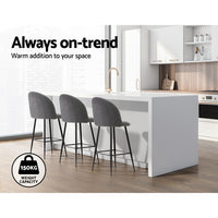 Thumbnail for Artiss Set of 2 Bar Stools Kitchen Dining Chair Stool Chairs Sherpa Boucle Charcoal