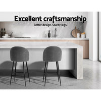 Thumbnail for Artiss Set of 2 Bar Stools Kitchen Dining Chair Stool Chairs Sherpa Boucle Charcoal