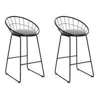 Thumbnail for Artiss Set of 2 Bar Stools Steel Fabric - Grey and Black