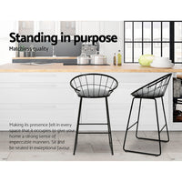 Thumbnail for Artiss Set of 2 Bar Stools Steel Fabric - Grey and Black