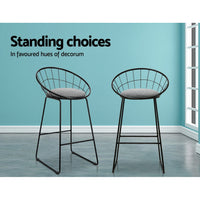 Thumbnail for Artiss Set of 2 Bar Stools Steel Fabric - Grey and Black