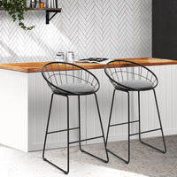 Thumbnail for Artiss Set of 2 Bar Stools Steel Fabric - Grey and Black