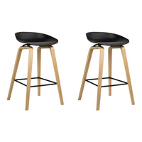 Thumbnail for Artiss Set of 2 Wooden Square Footrest Bar Stools - Black