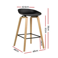 Thumbnail for Artiss Set of 2 Wooden Square Footrest Bar Stools - Black