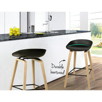 Thumbnail for Artiss Set of 2 Wooden Square Footrest Bar Stools - Black