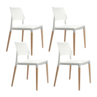 Thumbnail for Artiss Set of 4 Wooden Stackable Dining Chairs - White