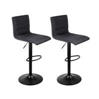 Thumbnail for Artiss Set of 2 Faux Linen Bar Stools - Black