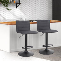 Thumbnail for Artiss Set of 2 Faux Linen Bar Stools - Black