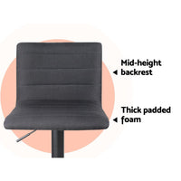 Thumbnail for Artiss Set of 4 Faux Linen Bar Stools - Black