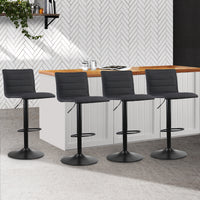 Thumbnail for Artiss Set of 4 Faux Linen Bar Stools - Black