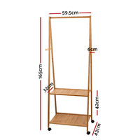 Thumbnail for Artiss Bamboo Hanger Stand Wooden Clothes Rack Display Shelf