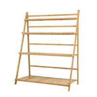 Thumbnail for Artiss Bamboo Wooden Ladder Shelf Plant Stand Foldable