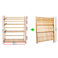 Thumbnail for Artiss Bamboo Wooden Ladder Shelf Plant Stand Foldable