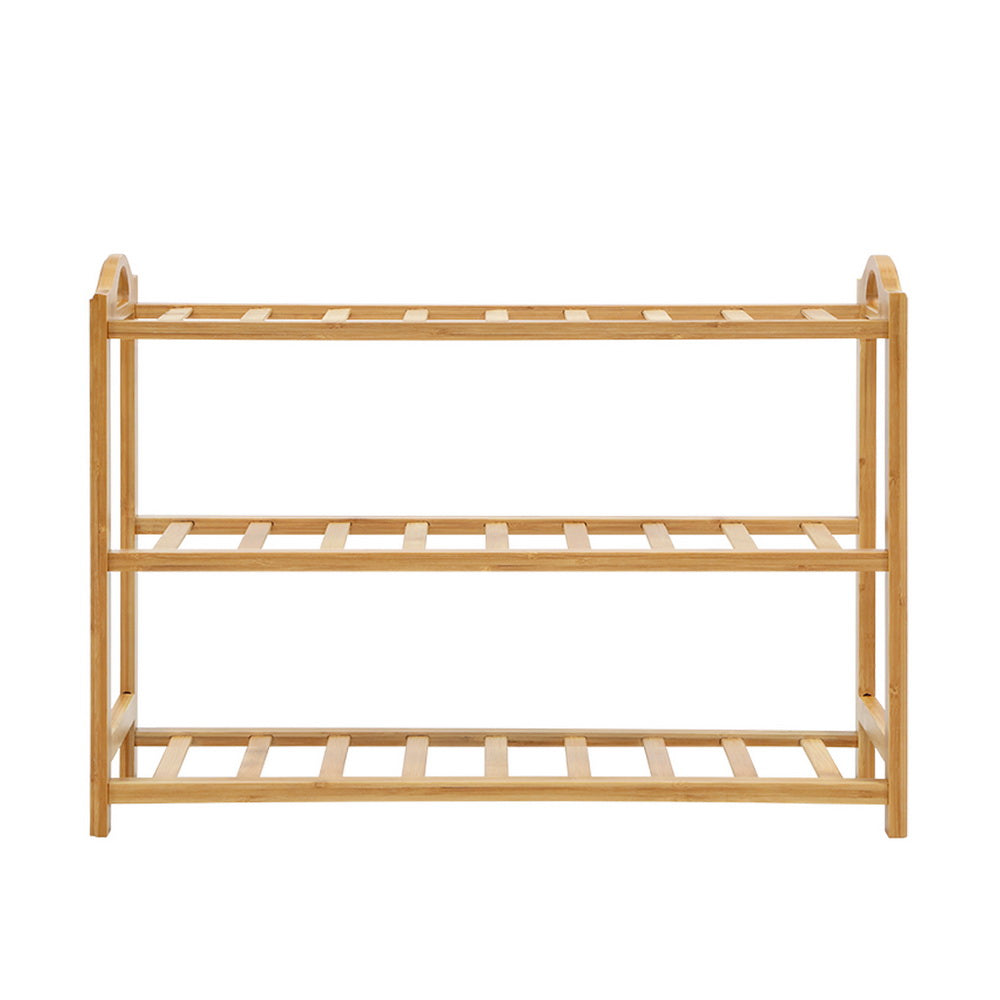 Artiss 3 Tiers Bamboo Shoe Rack Storage Organiser Wooden Shelf Stand Shelves