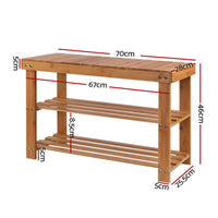 Thumbnail for Artiss Bamboo Shoe Rack Wooden Seat Bench Organiser Shelf Stool