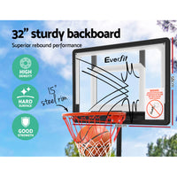 Thumbnail for Everfit Adjustable Portable Basketball Stand Hoop System Rim