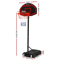 Thumbnail for Everfit 2.1M Adjustable Portable Basketball Stand Hoop System Rim Black