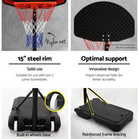 Thumbnail for Everfit 2.1M Adjustable Portable Basketball Stand Hoop System Rim Black