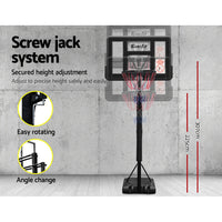 Thumbnail for Everfit 3.05M Basketball Hoop Stand System Ring Portable Net Height Adjustable Black