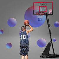 Thumbnail for Everfit Portable Basketball Hoop Stand System Height Adjustable Net Ring Red