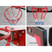 Thumbnail for Everfit Mini Basketball Hoop Door Wall Mounted Kids Sports Backboard Indoor Red