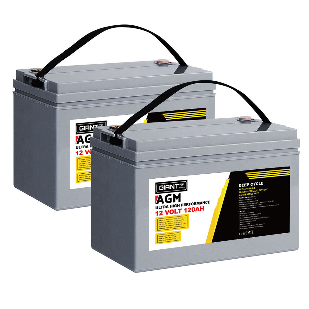 Giantz AGM Deep Cycle Battery 12V 120Ah Marine Sealed Power Portable Solar X2