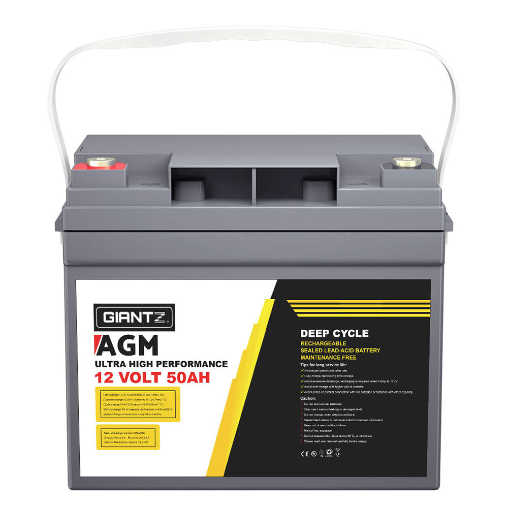 Giantz 12V 50Ah AGM Deep Cycle Battery Marine Sealed Power Solar 4WD Camping