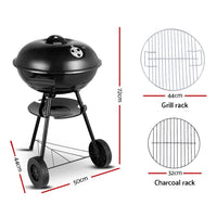 Thumbnail for Grillz Charcoal BBQ Smoker Drill Outdoor Camping Patio Barbeque Steel Oven