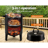 Thumbnail for Grillz 3-in-1 Charcoal BBQ Smoker - Black