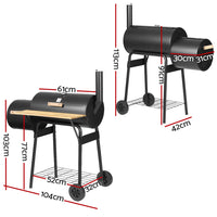 Thumbnail for Grillz 2-in-1 Offset BBQ Smoker - Black