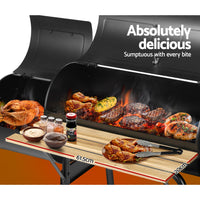 Thumbnail for Grillz 2-in-1 Offset BBQ Smoker - Black