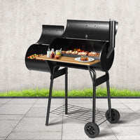 Thumbnail for Grillz 2-in-1 Offset BBQ Smoker - Black