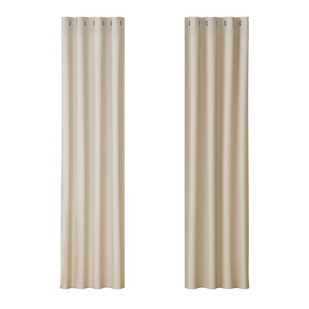 Artiss 2X Blockout Curtains Blackout Window Curtain Eyelet 140x230cm Beige