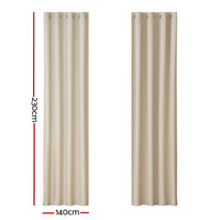 Thumbnail for Artiss 2X Blockout Curtains Blackout Window Curtain Eyelet 140x230cm Beige