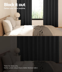 Thumbnail for Artiss 2X Blockout Curtains Blackout Window Curtain Eyelet 140x230cm Black