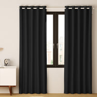 Thumbnail for Artiss 2X Blockout Curtains Blackout Window Curtain Eyelet 140x230cm Black