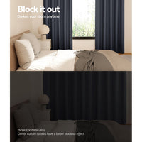 Thumbnail for Artiss 2X Blockout Curtains Blackout Window Curtain Eyelet 140x230cm Charcoal