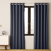 Thumbnail for Artiss 2X Blockout Curtains Blackout Window Curtain Eyelet 140x230cm Charcoal