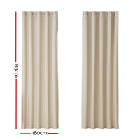 Thumbnail for Artiss 2X Blockout Curtains Blackout Window Curtain Eyelet 180x213cm Beige