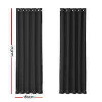 Thumbnail for Artiss 2X Blockout Curtains Blackout Window Curtain Eyelet 180x213cm Black