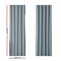 Thumbnail for Artiss 2X Blockout Curtains Blackout Window Curtain Eyelet 180x213cm Grey