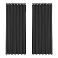 Thumbnail for Artiss 2X Blockout Curtains Blackout Window Curtain Eyelet 240x230cm Black