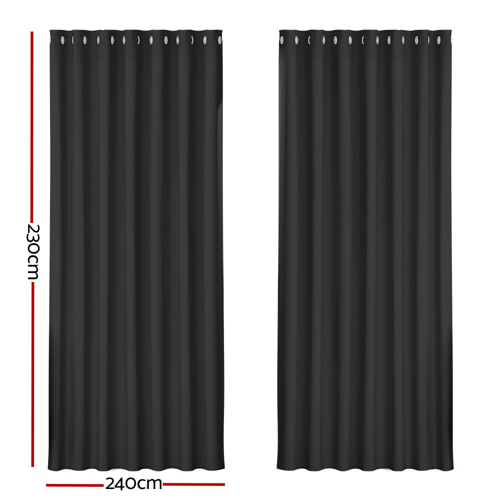 Artiss 2X Blockout Curtains Blackout Window Curtain Eyelet 240x230cm Black