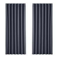 Thumbnail for Artiss 2X Blockout Curtains Blackout Window Curtain Eyelet 240x230cm Charcoal